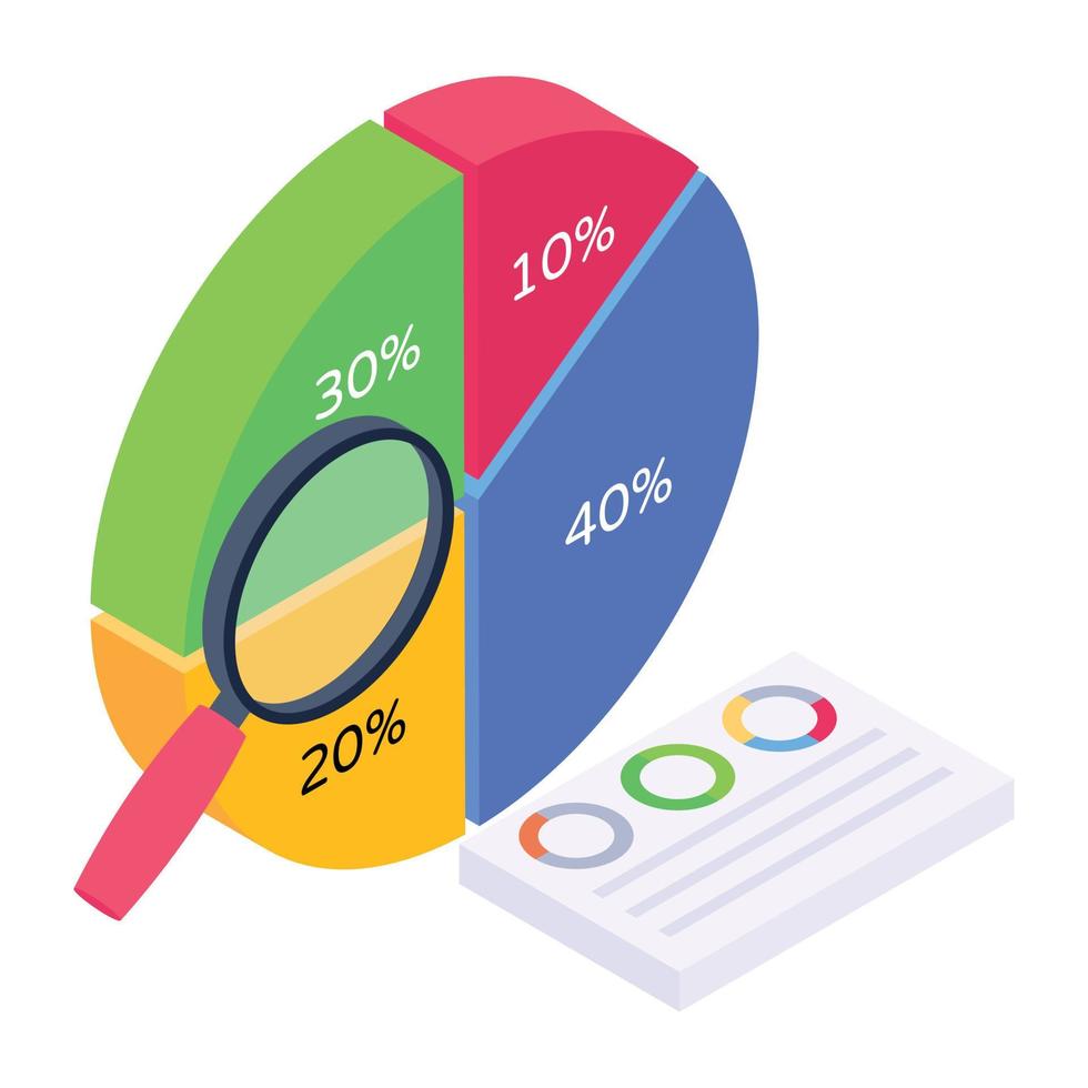 Business analysis in isometric style icon, editable vector