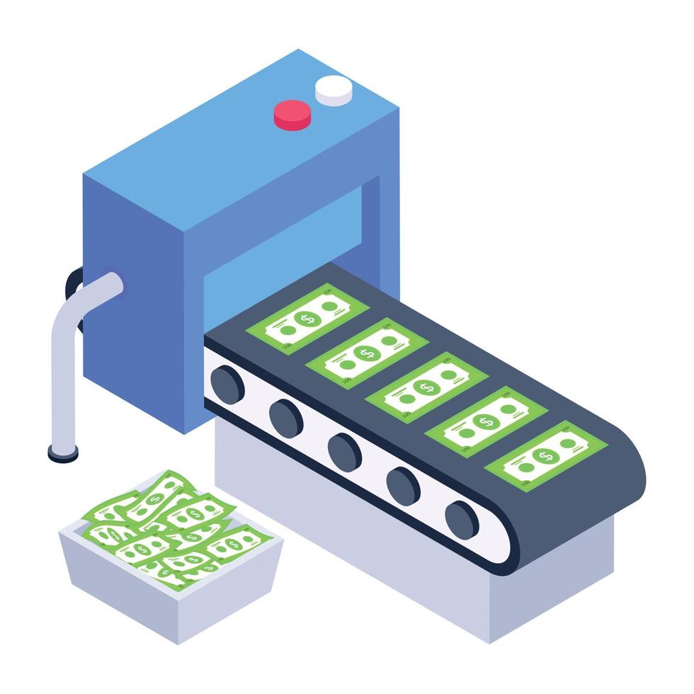 Money machine isometric style icon, editable vector