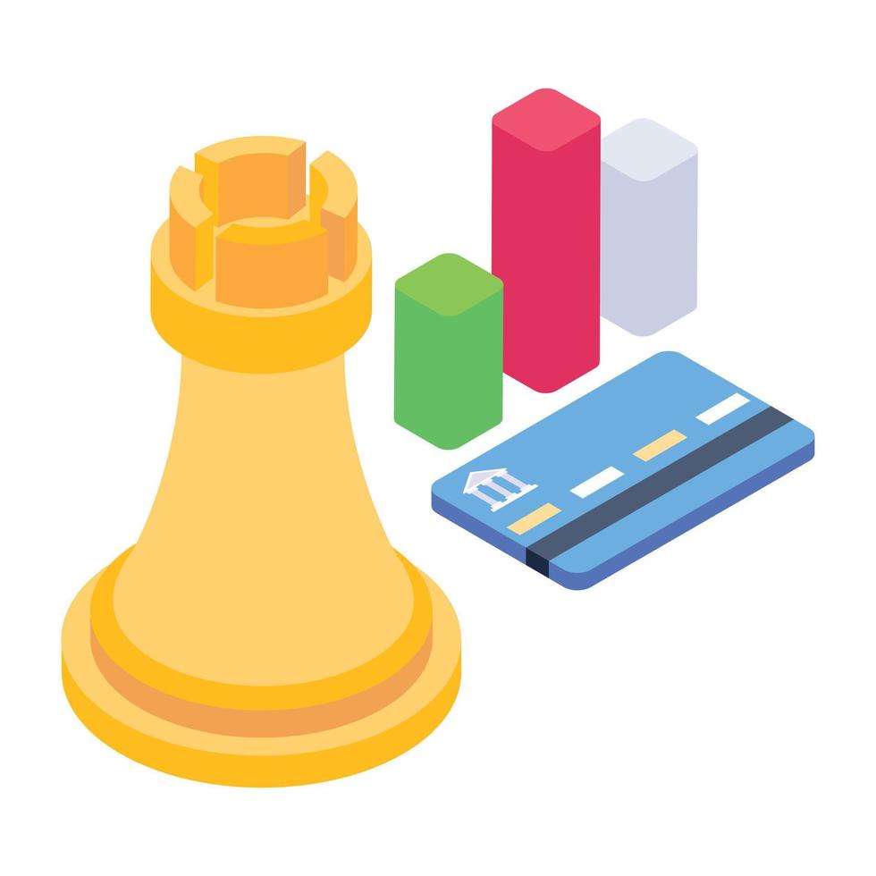 Business strategy isometric style icon, editable vector