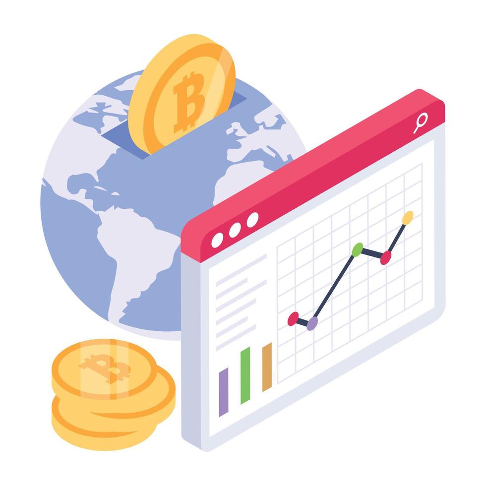 Productivity report isometric icon, business efficiency vector