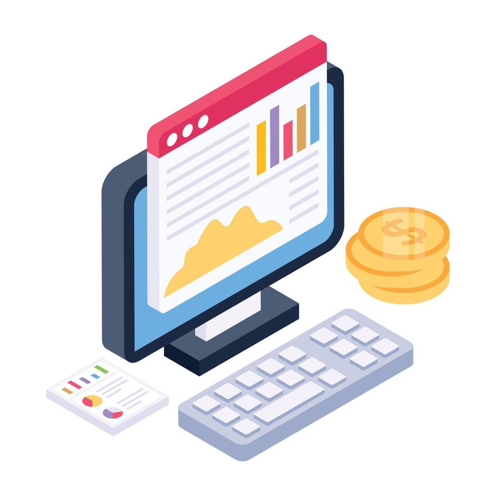 Financial app isometric trendy icon, editable vector