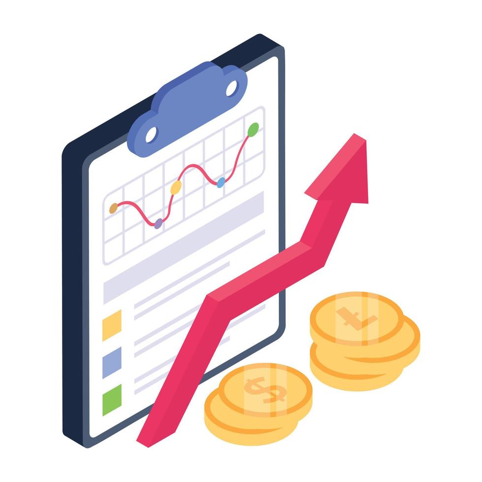 Productivity report isometric icon, business efficiency vector