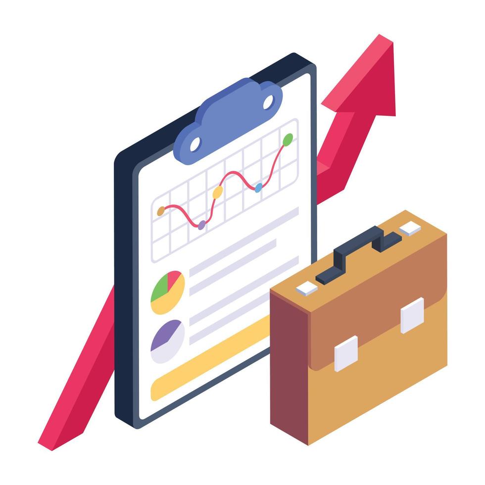 Productivity report isometric icon, business efficiency vector