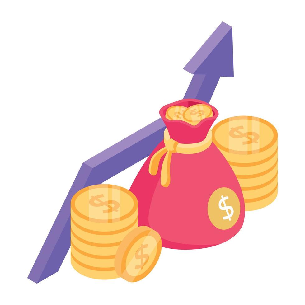 Productivity report isometric icon, business efficiency vector
