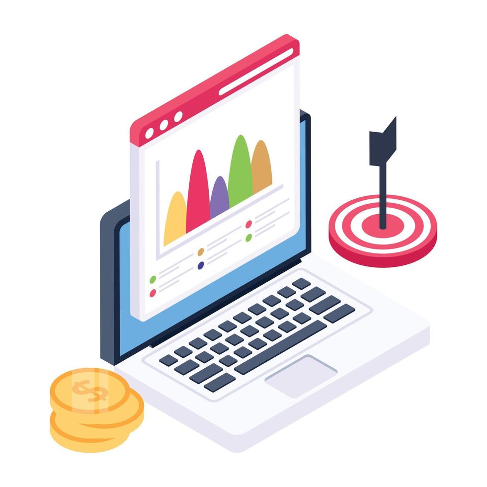 Productivity report isometric icon, business efficiency vector