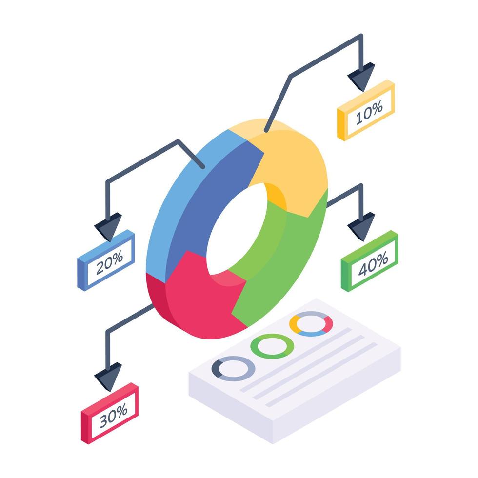Productivity report isometric icon, business efficiency vector