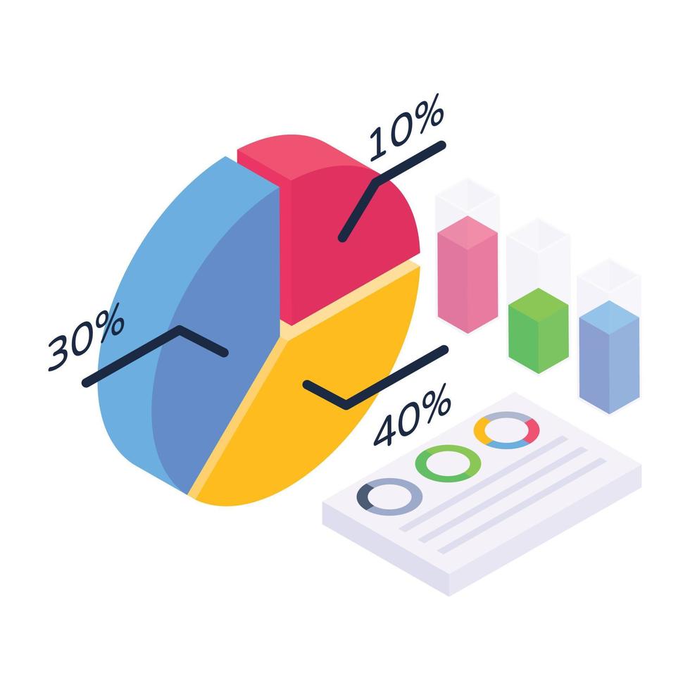 Productivity report isometric icon, business efficiency vector