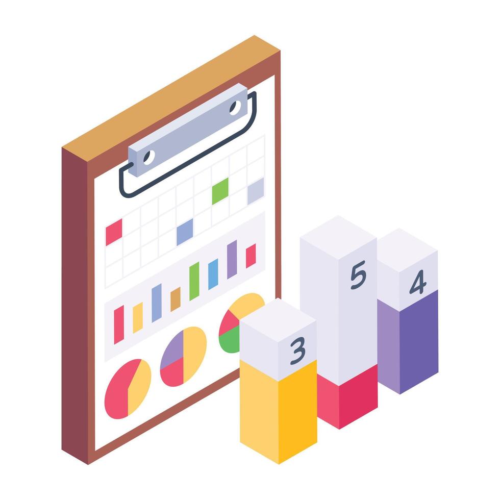 Productivity report isometric icon, business efficiency vector
