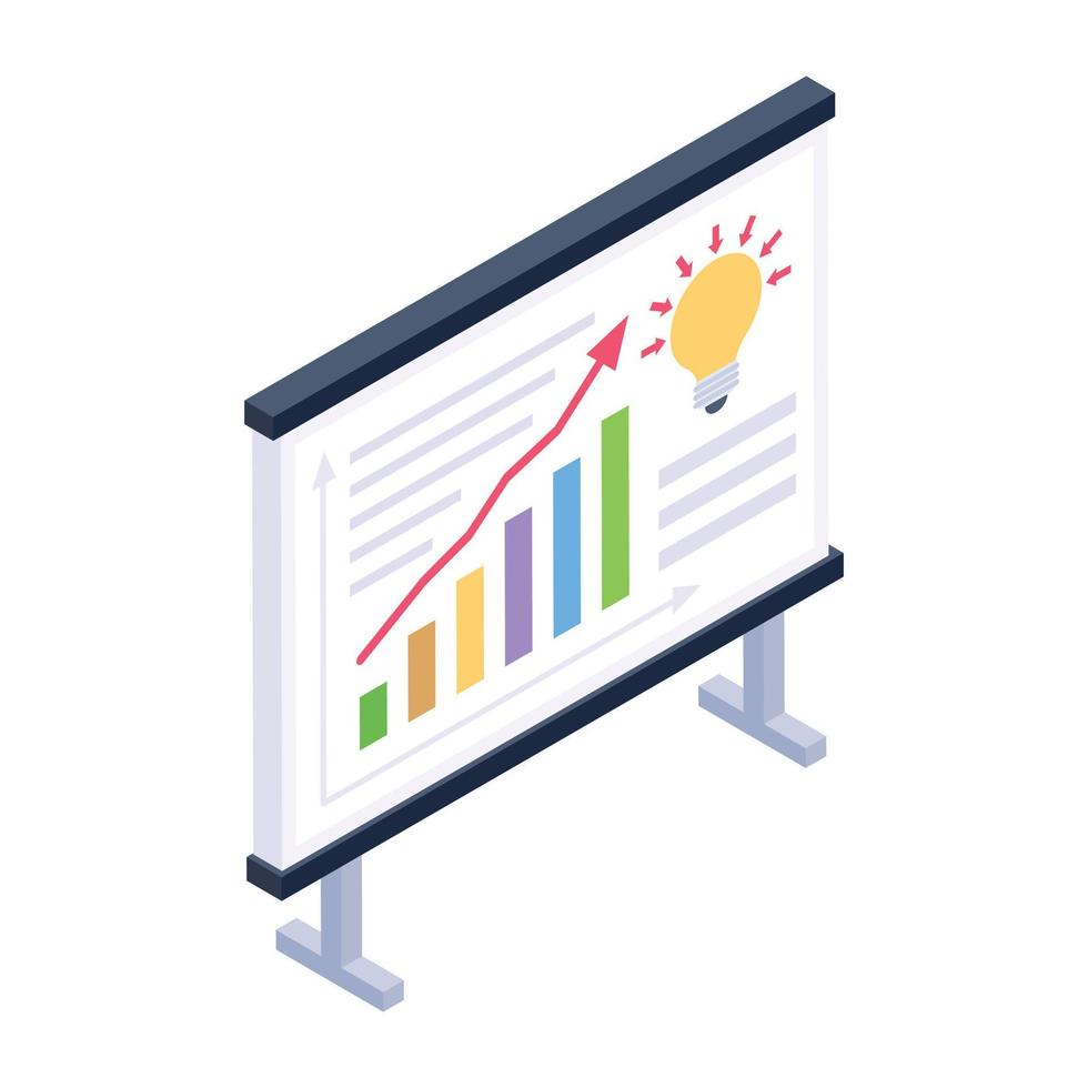 informe de productividad icono isométrico, eficiencia empresarial vector