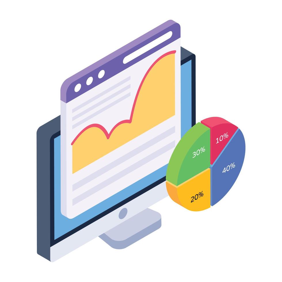 Productivity report isometric icon, business efficiency vector