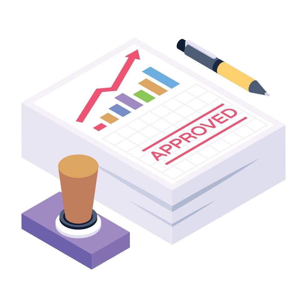 Productivity report isometric icon, business efficiency vector