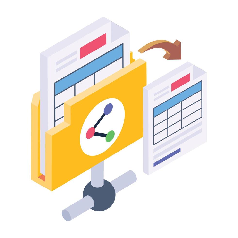 Productivity report isometric icon, business efficiency vector