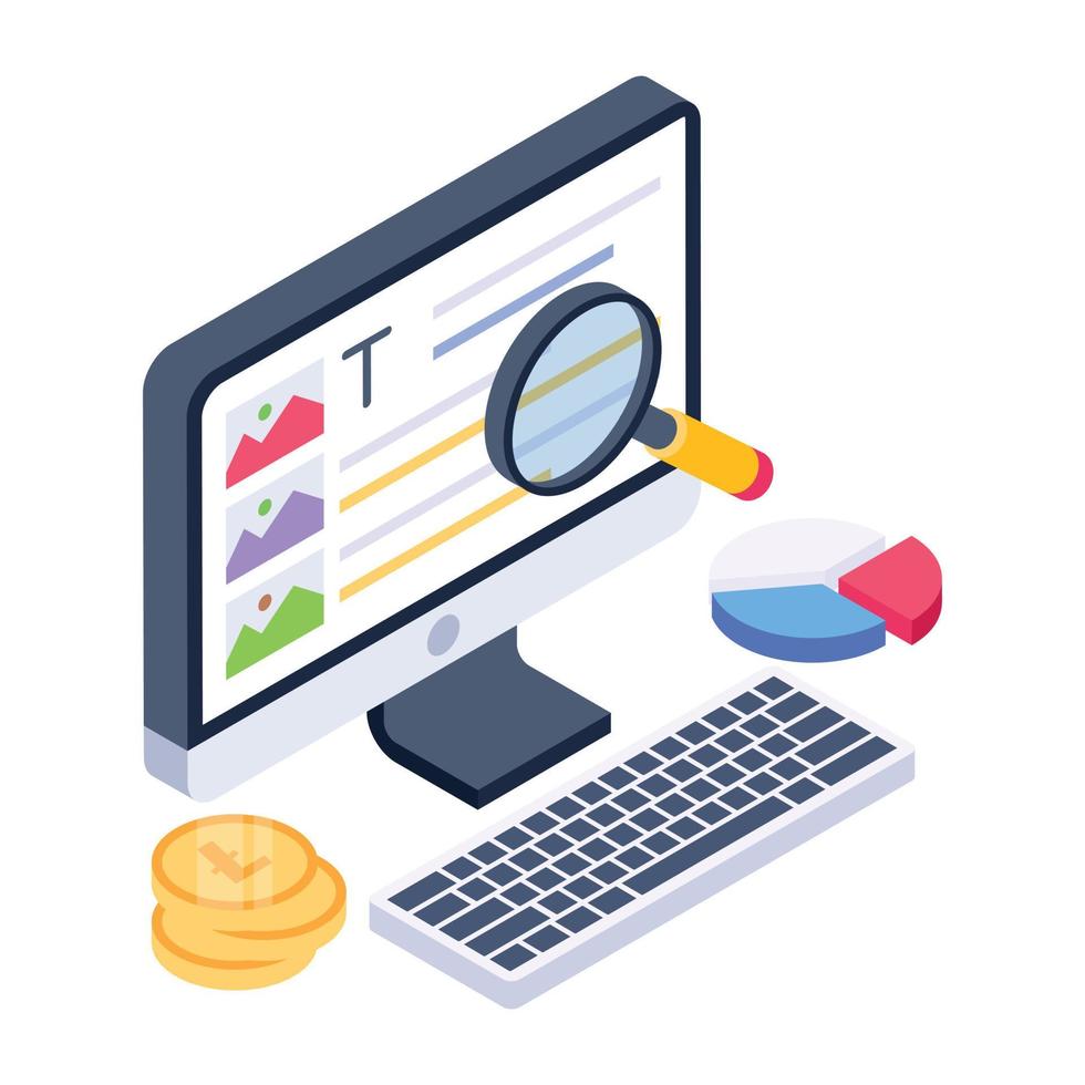 Productivity report isometric icon, business efficiency vector