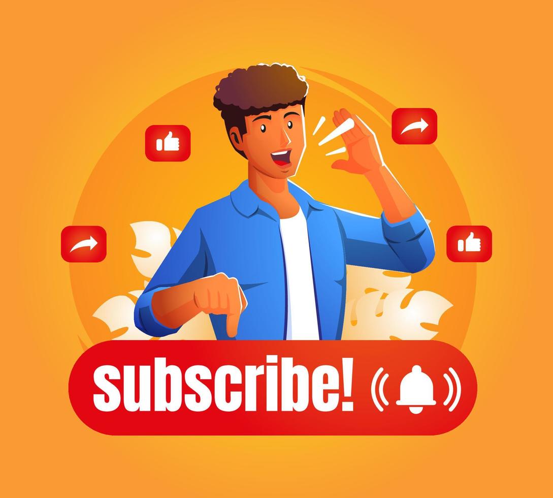 Subscribe concept illustration with young man vector