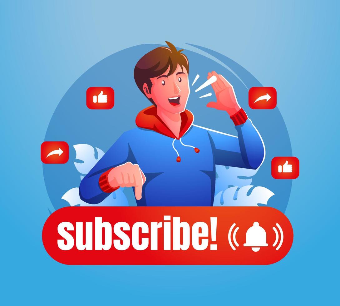 Subscribe concept illustration with young man vector