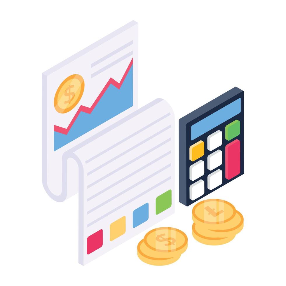 Productivity report isometric icon, business efficiency vector