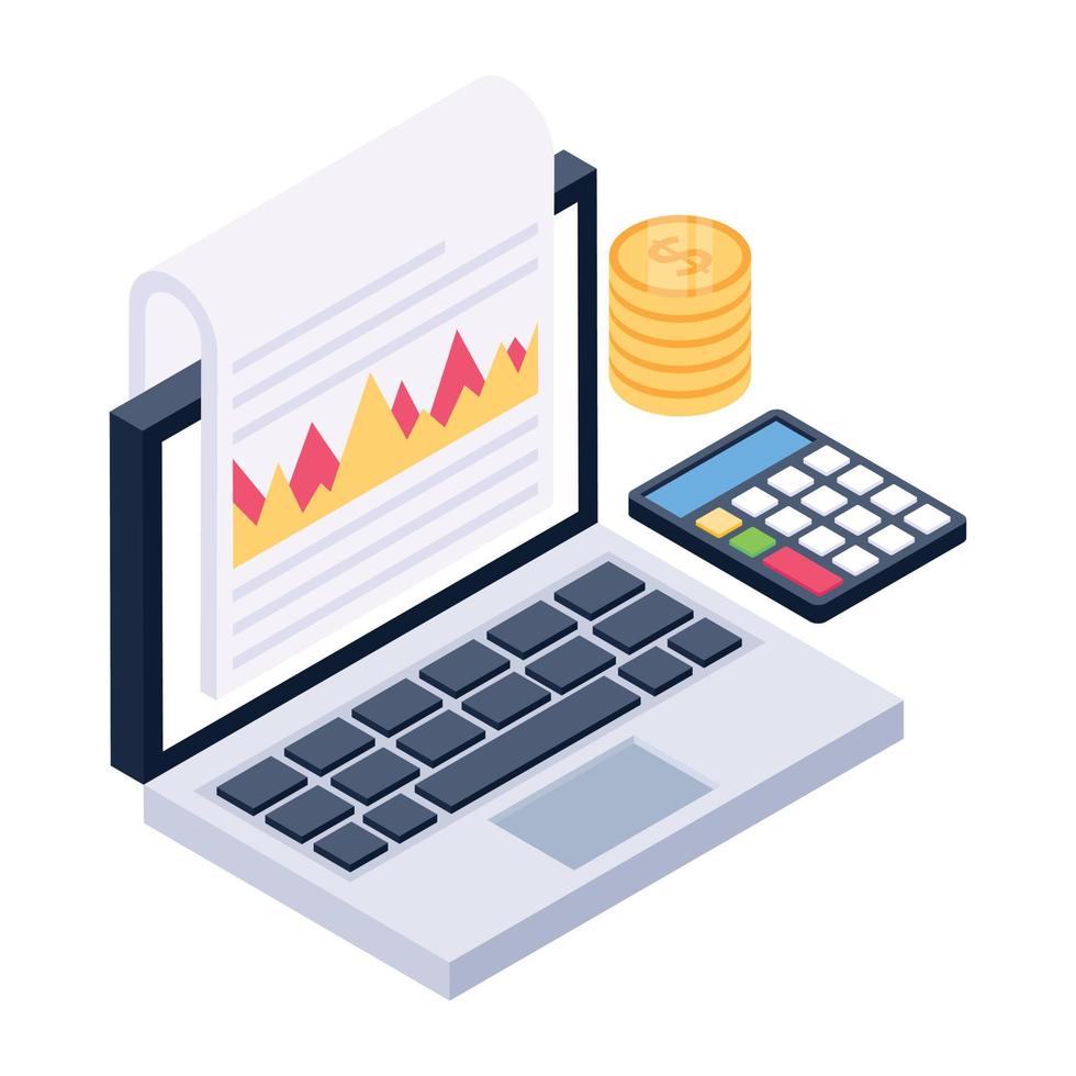 A box plot or candlestick chart icon in isometric design vector