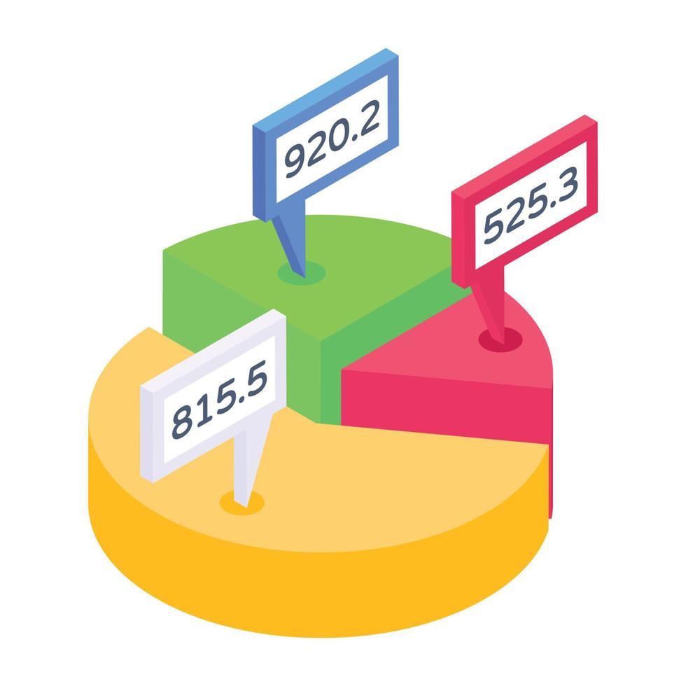 icono de estilo isométrico de gráfico de varios niveles, gráfico de negocios vector