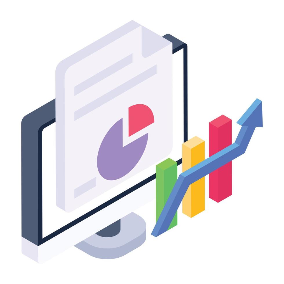 A web statistics icon in isometric design vector