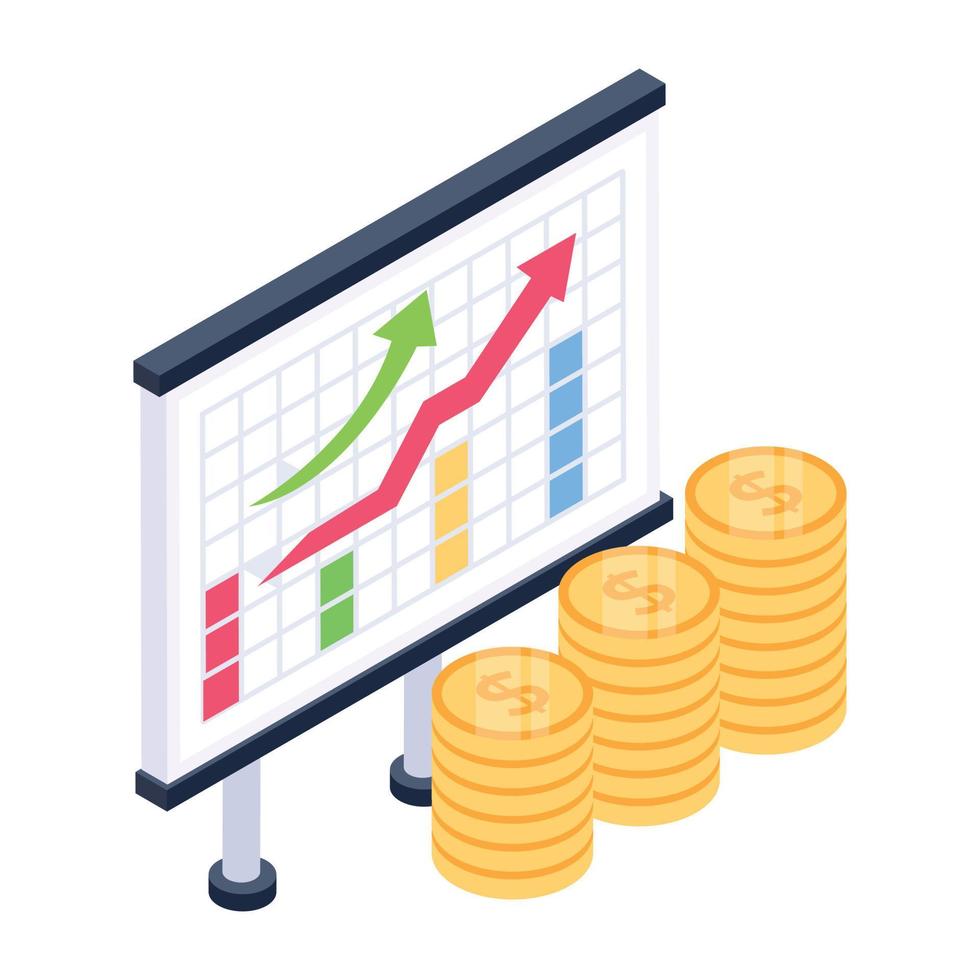 A web statistics icon in isometric design vector