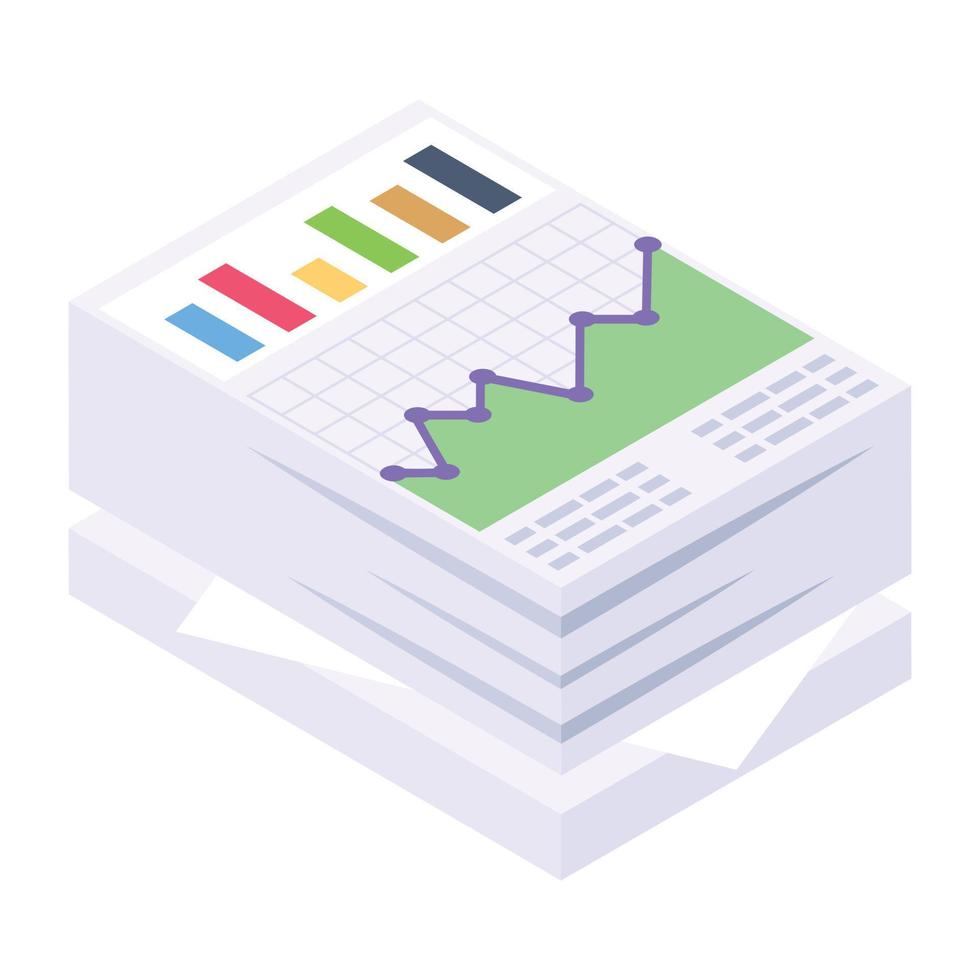Icon of business documents stack in modern isometric design vector