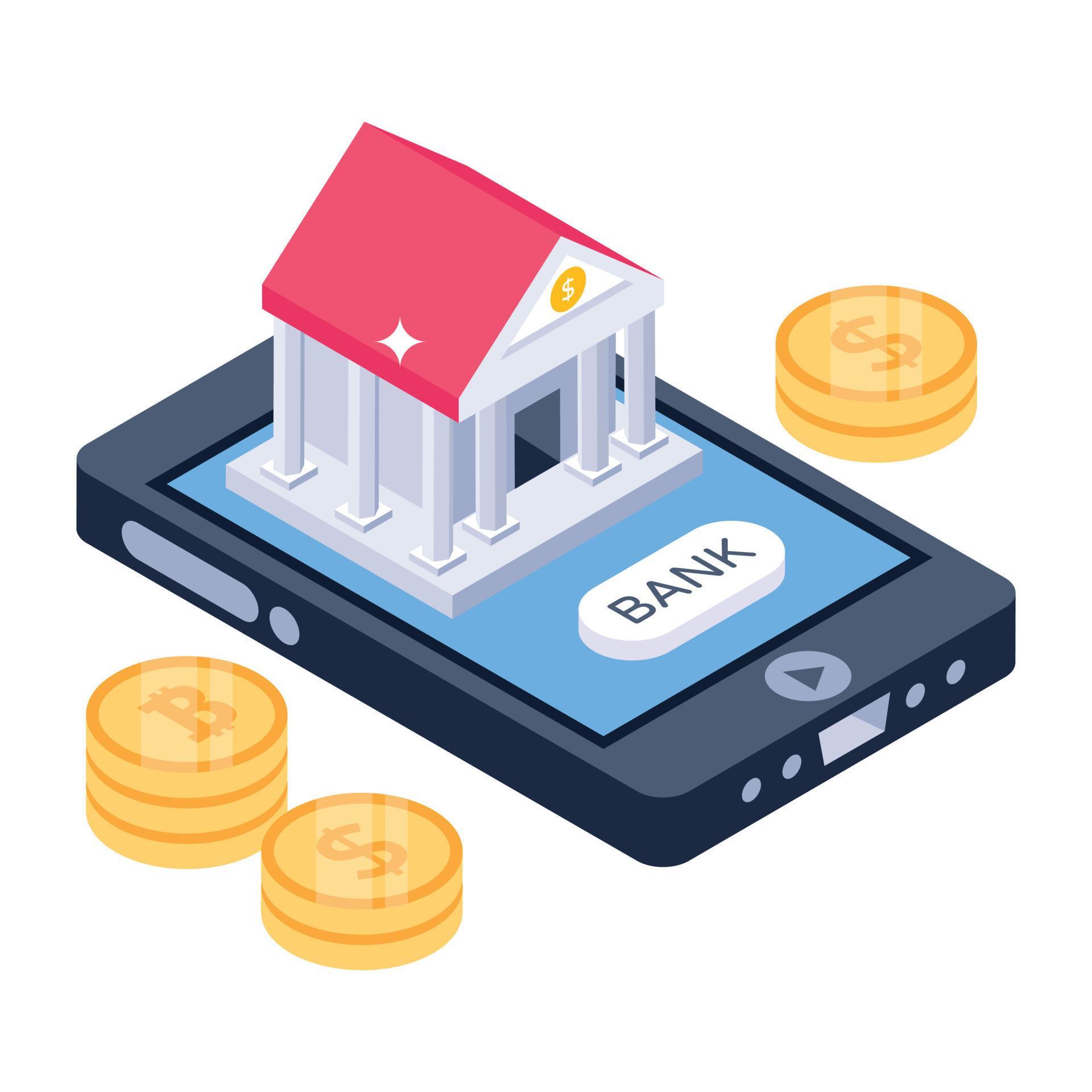 A digital banking icon in isometric design 6609625 Vector Art at Vecteezy