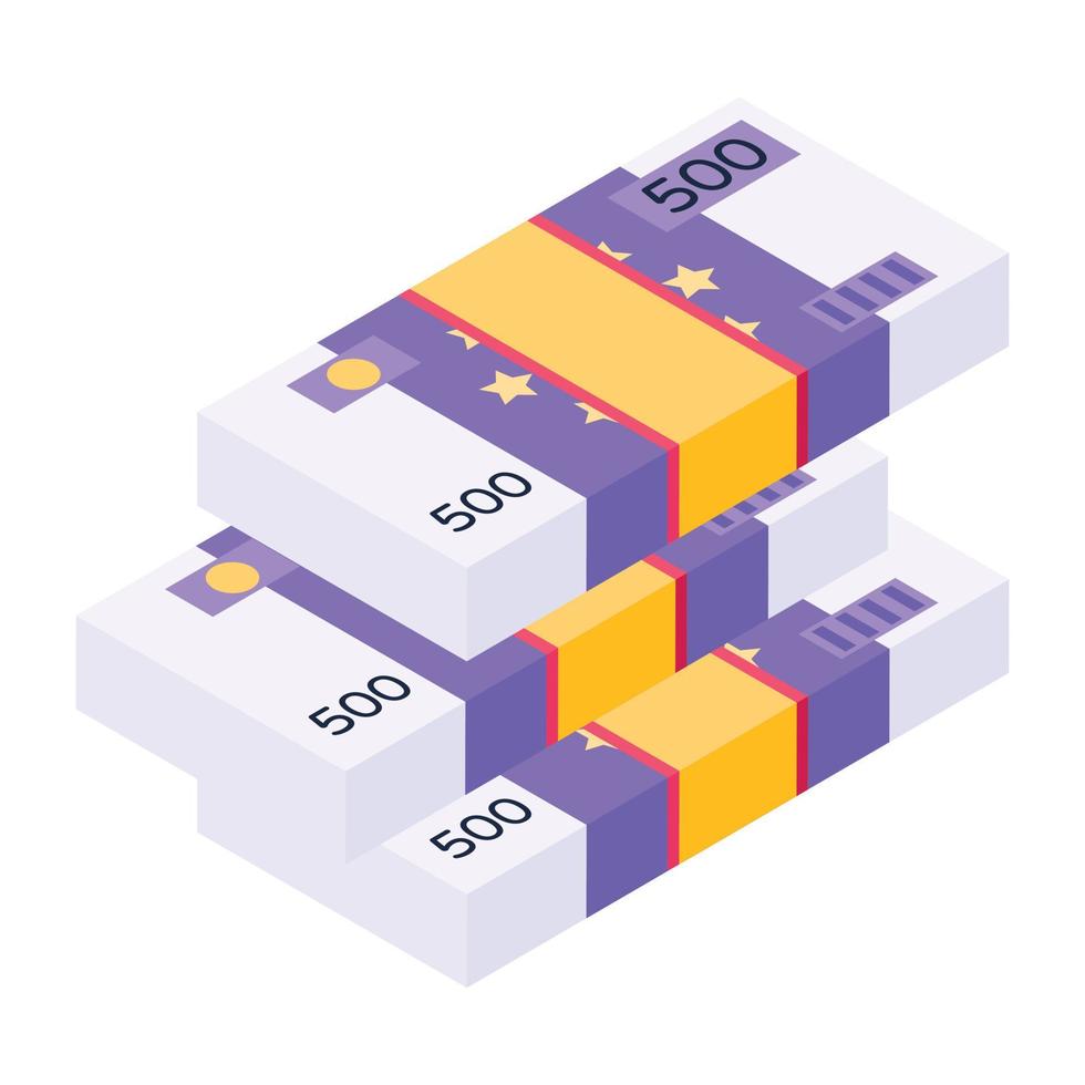 Icon of money stacks in modern isometric design vector