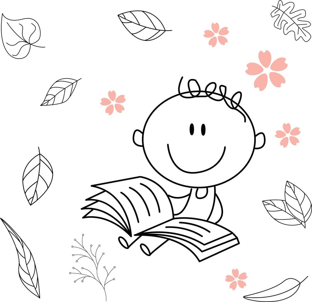 someone is going to read a book. for classic graphic design needs. consists of black and white lines. can be used for coloring books vector