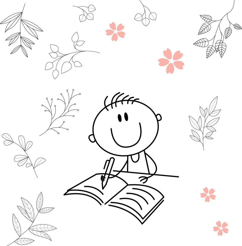 someone is going to read a book. for classic graphic design needs. consists of black and white lines. can be used for coloring books vector