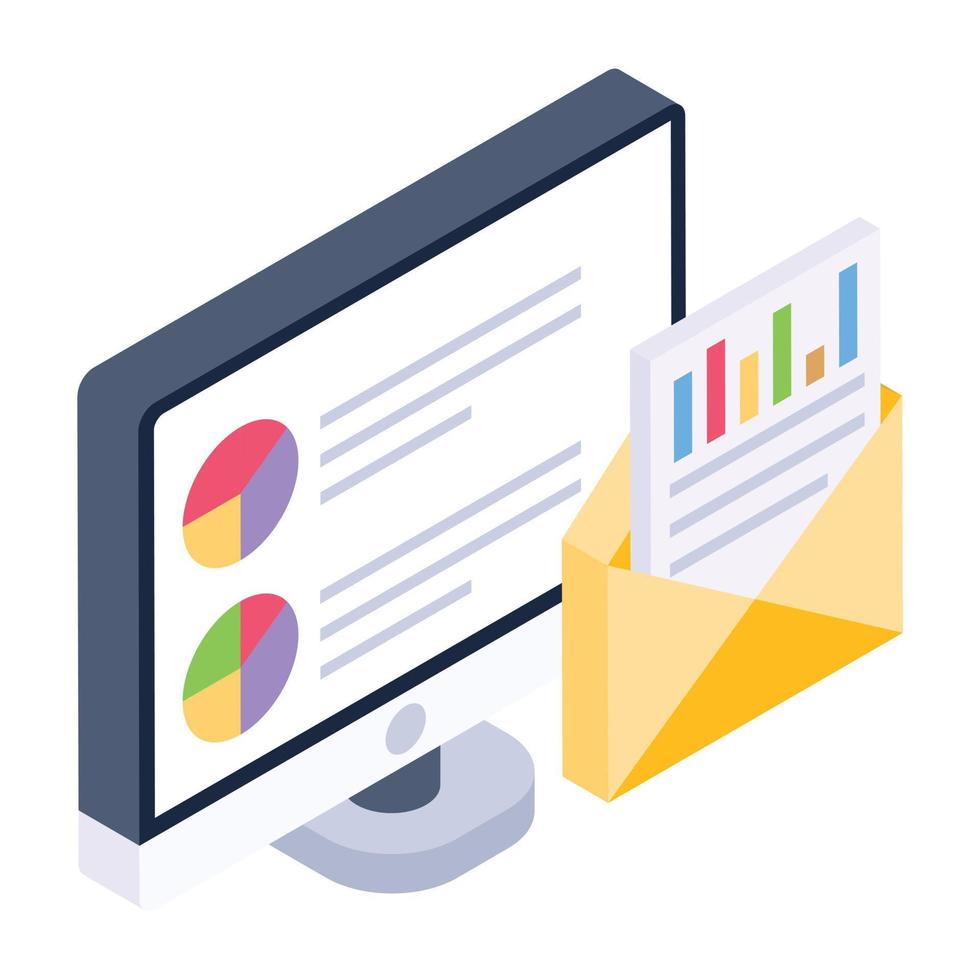 A trendy isometric icon of a business letter vector