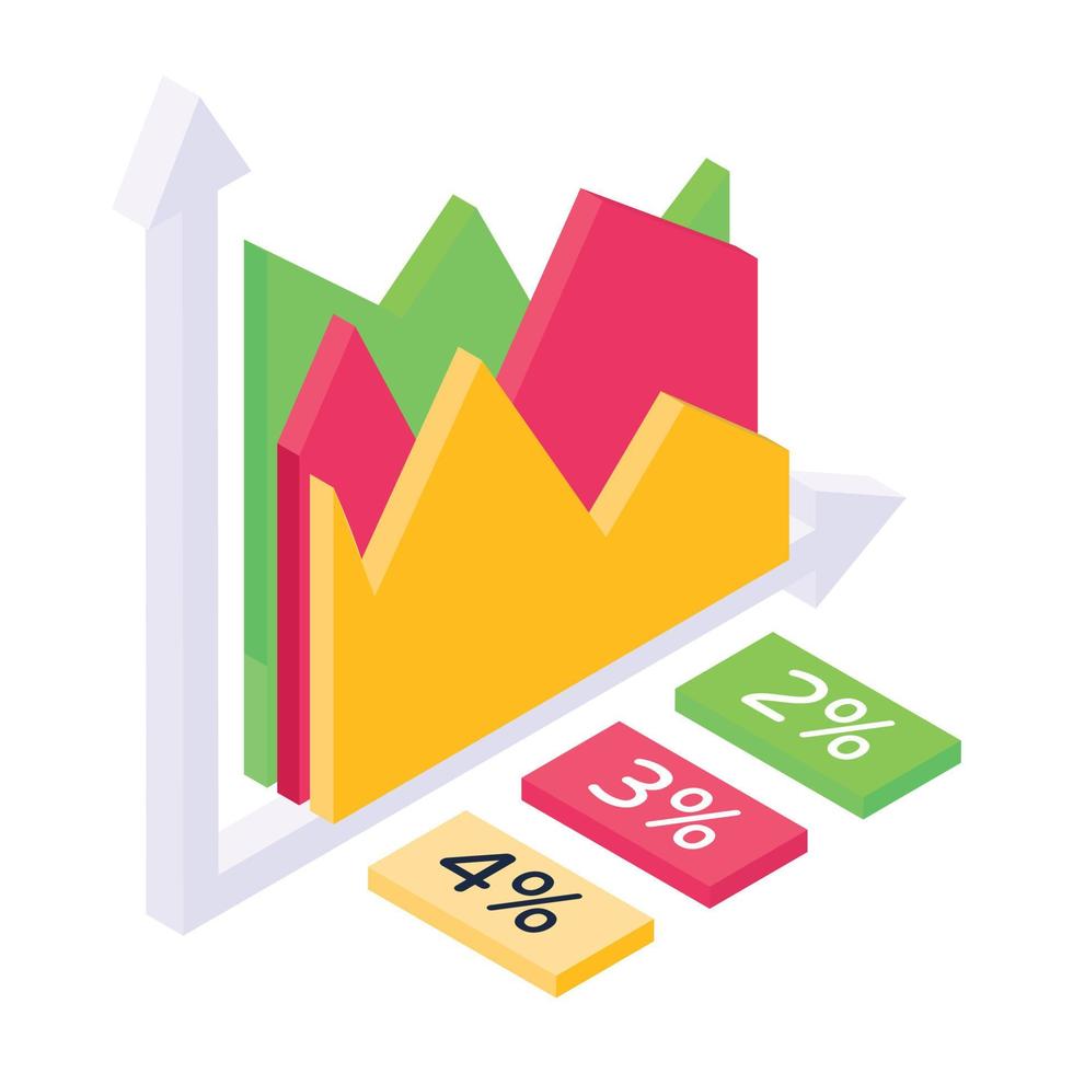 A chart growth isometric icon design vector