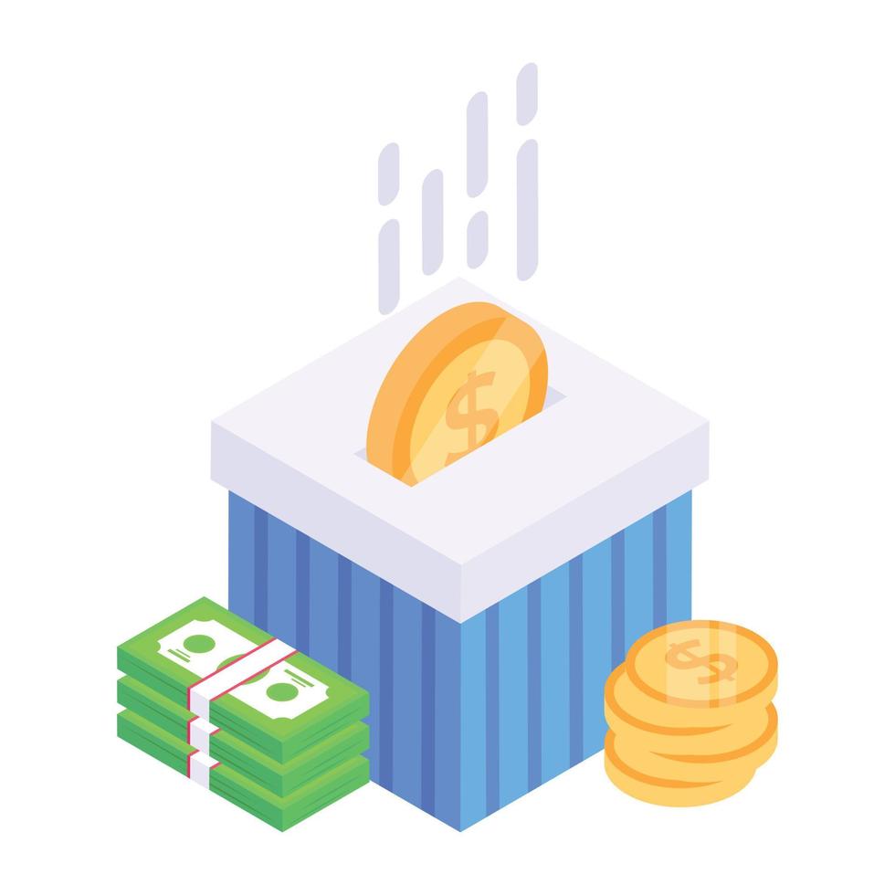Currencies in a isometric icon denoting wealth concept vector