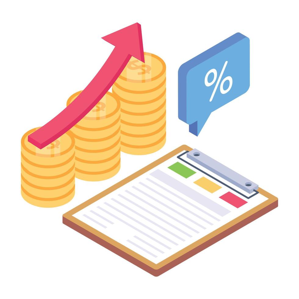 An icon of business documentation in isometric design vector