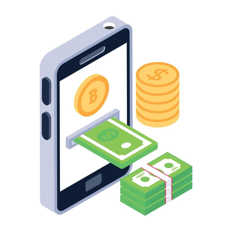 Currencies in a isometric icon denoting wealth concept vector