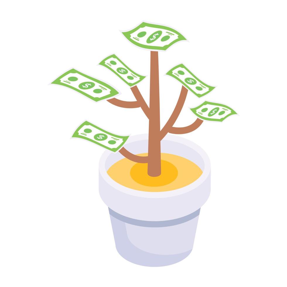 Dollar plant icon design, trendy icon of business growth vector