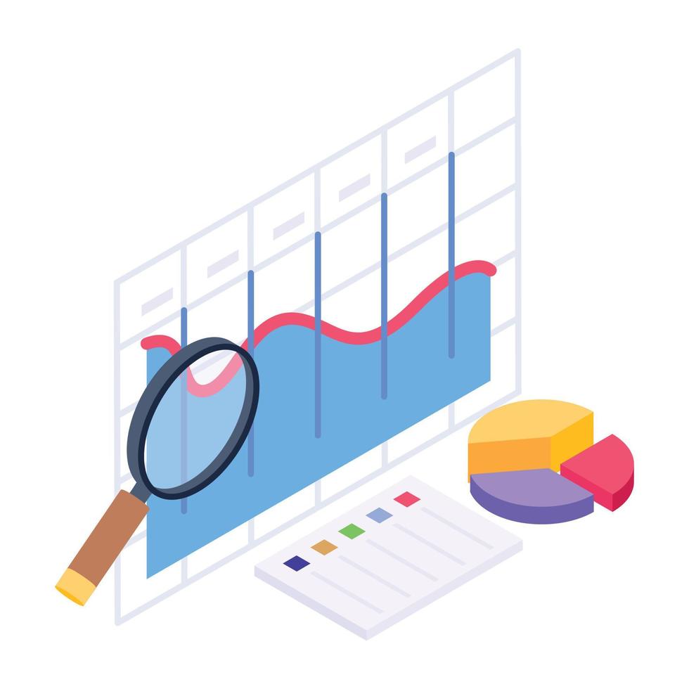 A chart growth isometric icon design vector