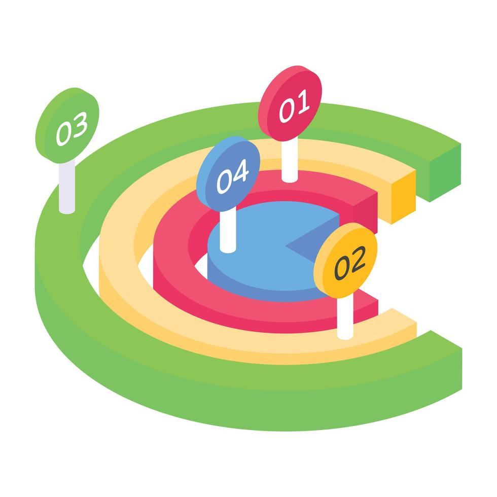 un icono de infografía de línea de tiempo en diseño isométrico vector