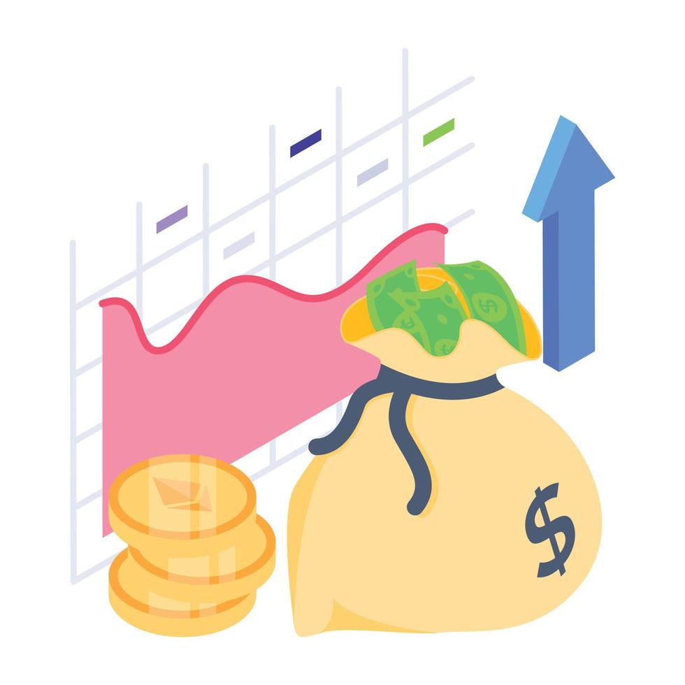 A finance  wallet icon in isometric style, vector