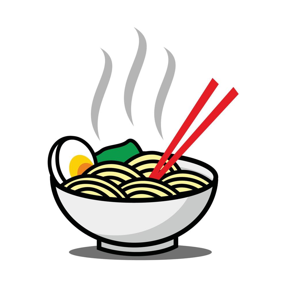 noodle food in the bowl with chopstick vector