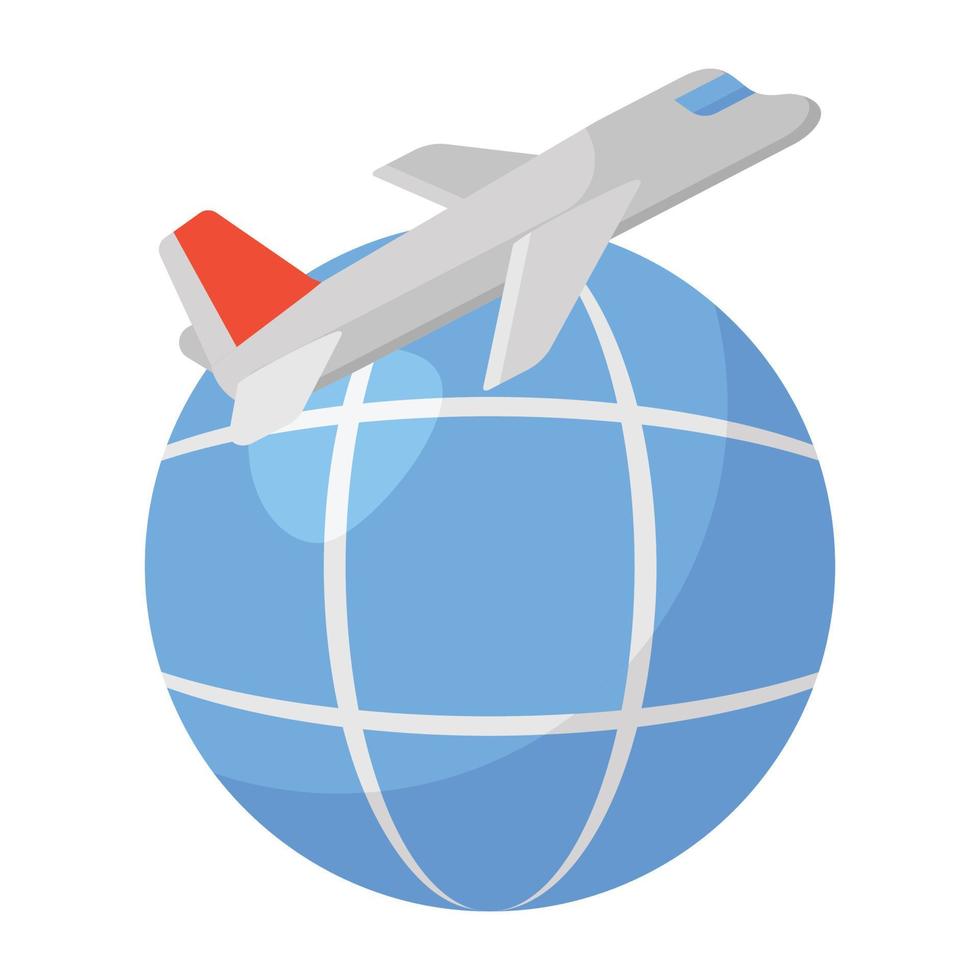 Style of global travel icon, flat vector
