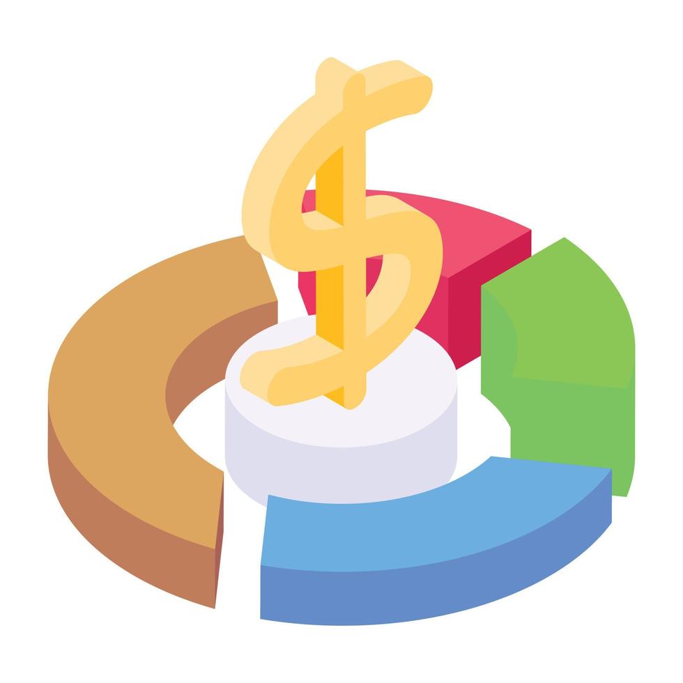 Round graph with dollar symbolizing pie chart vector