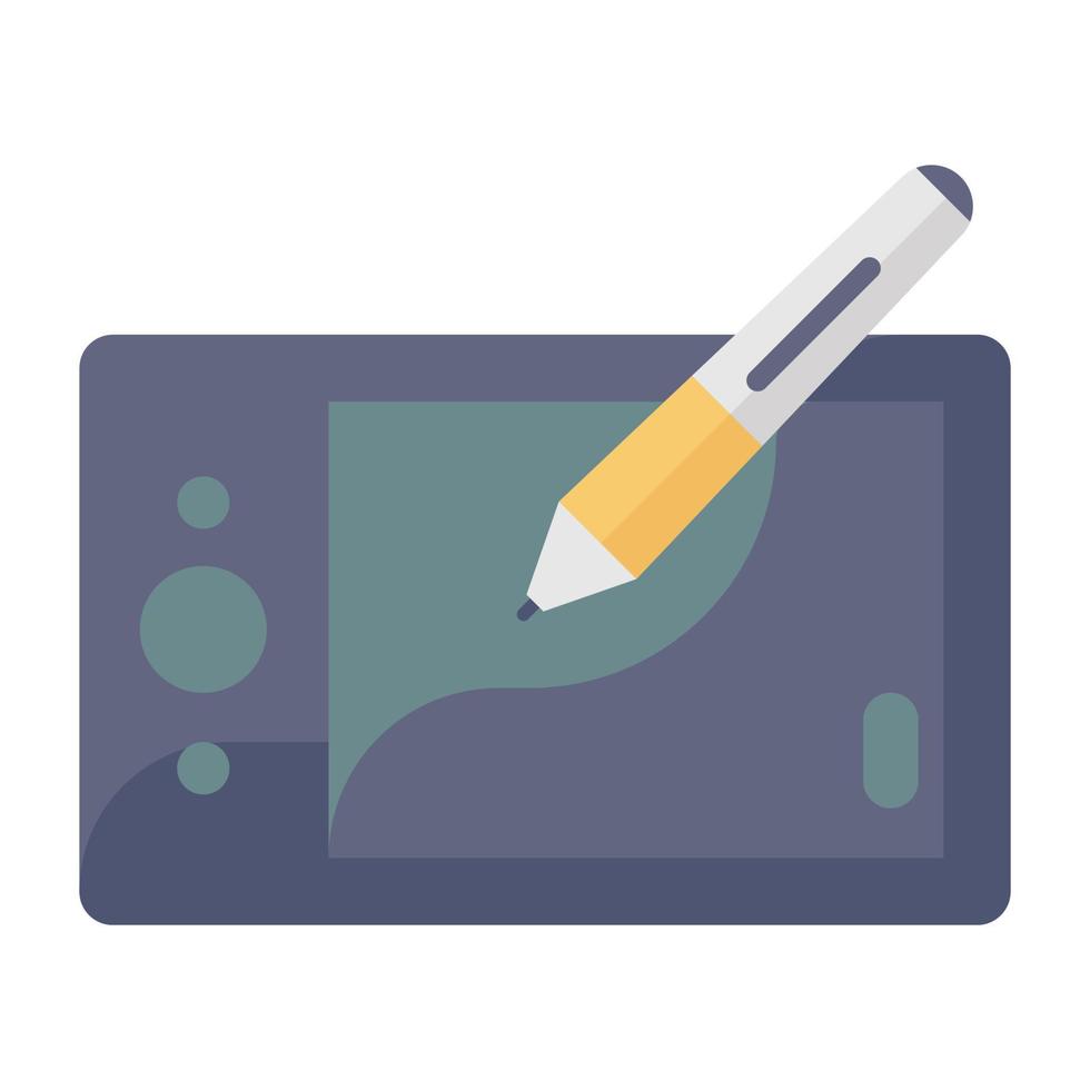 estilo de icono digitalizador, tableta gráfica con lápiz vector