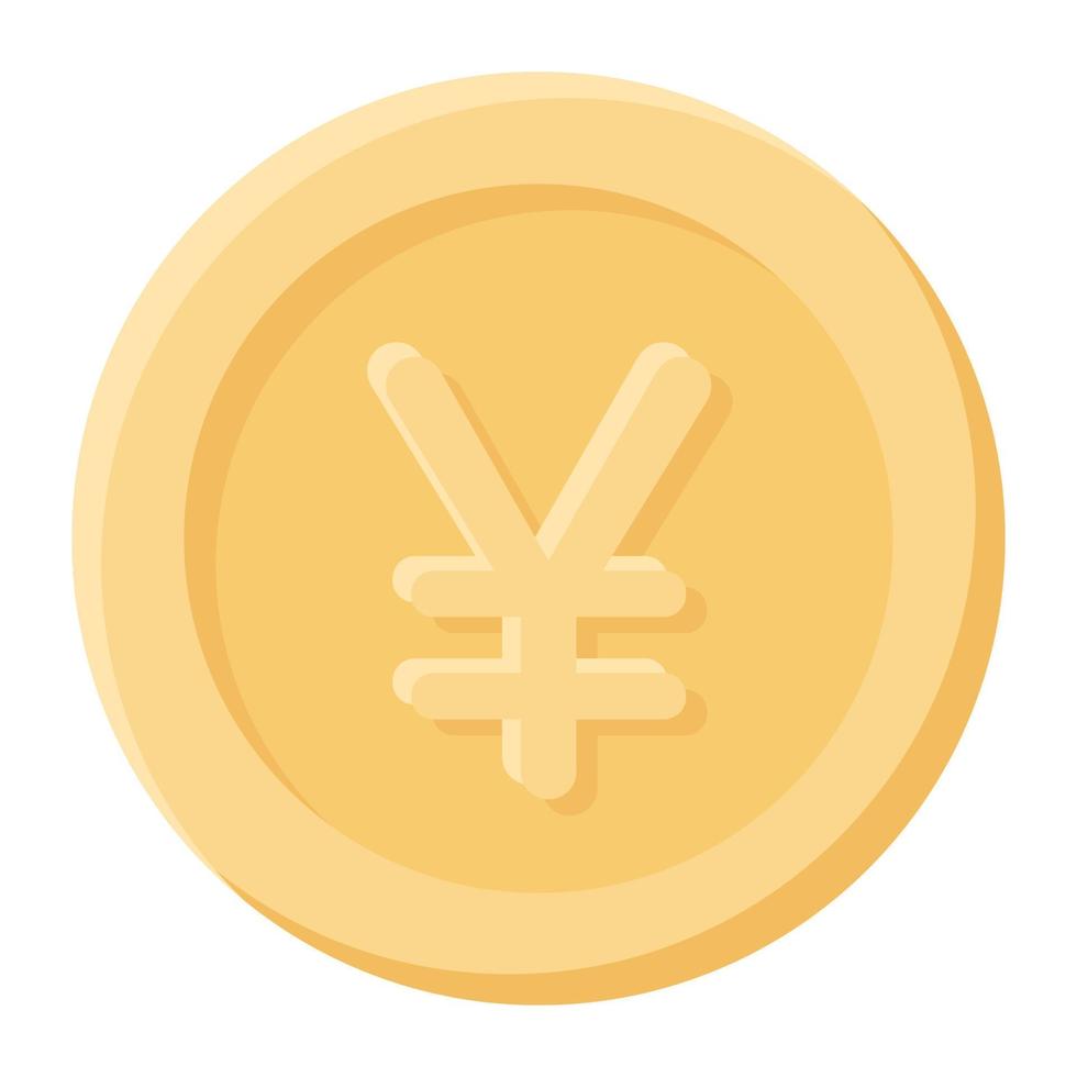 Style of yen coin icon, flat vector