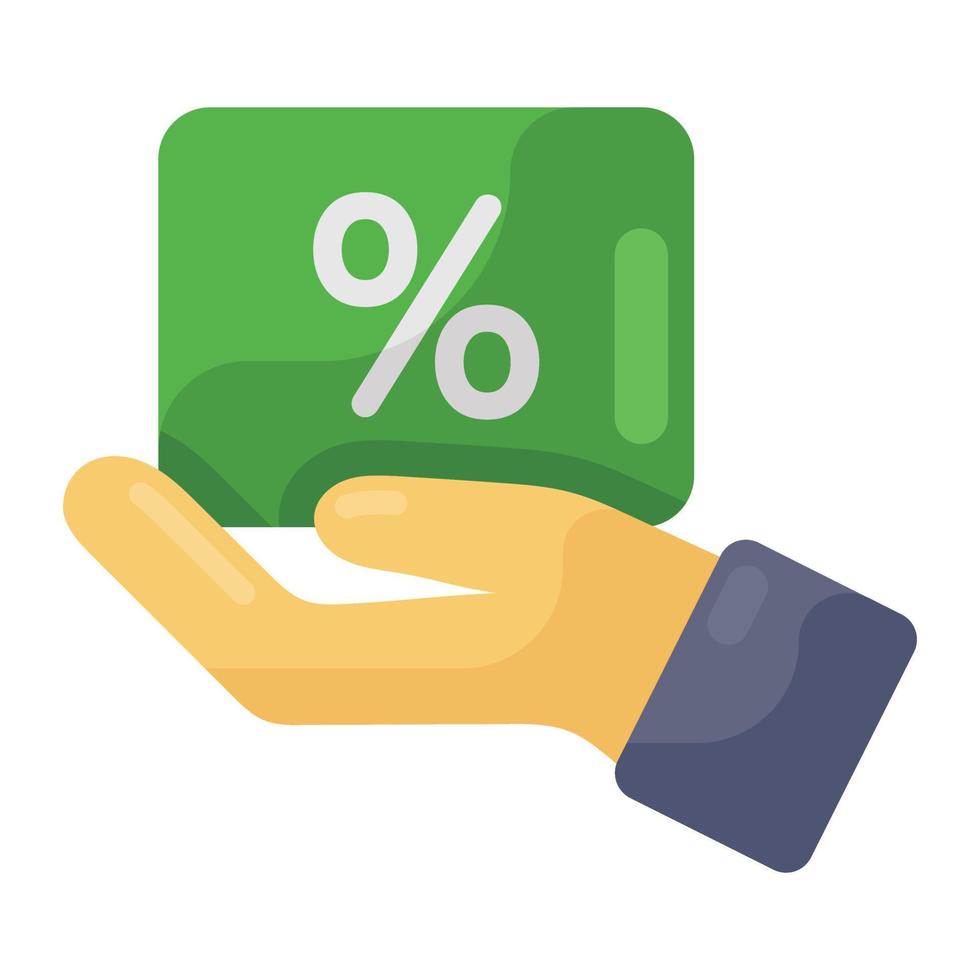 Discount offer icon, hand holding percentage vector