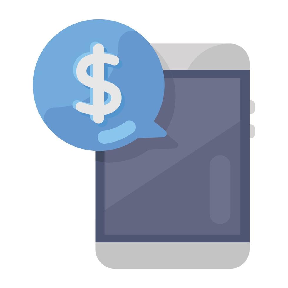 Coin with smartphone, mobile payment in flat style vector