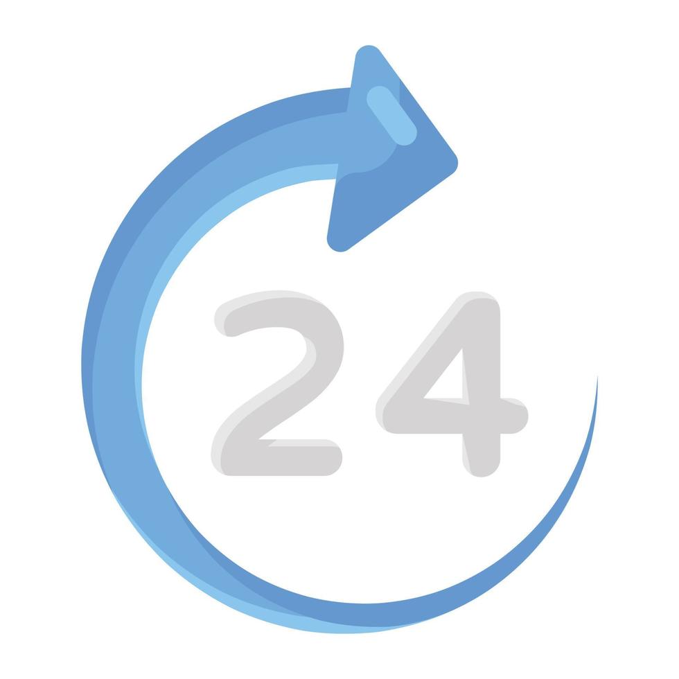 24 service icon in trendy flat style, 24hr support 6609954 Vector Art ...