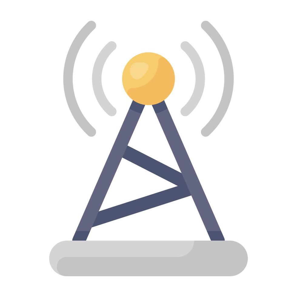 Wireless internet signal tower line icon design vector