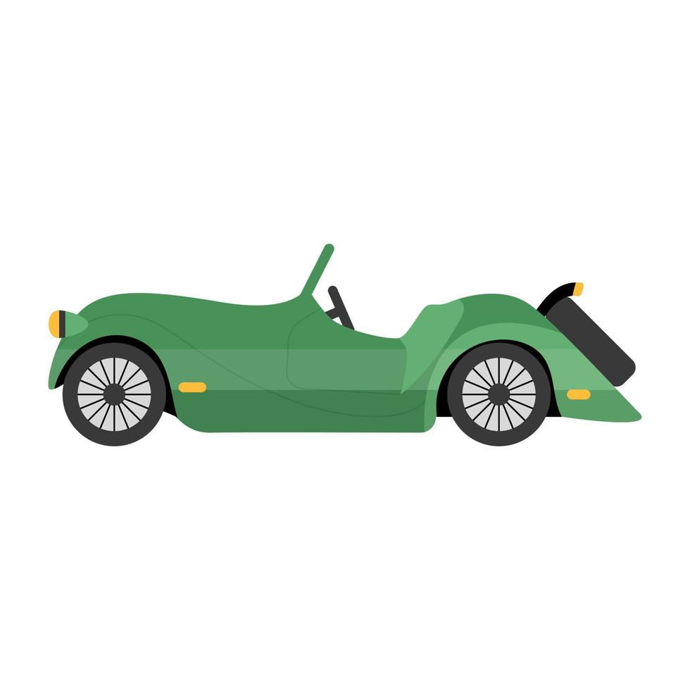 Vintage car icon of flat style, retro transport vector