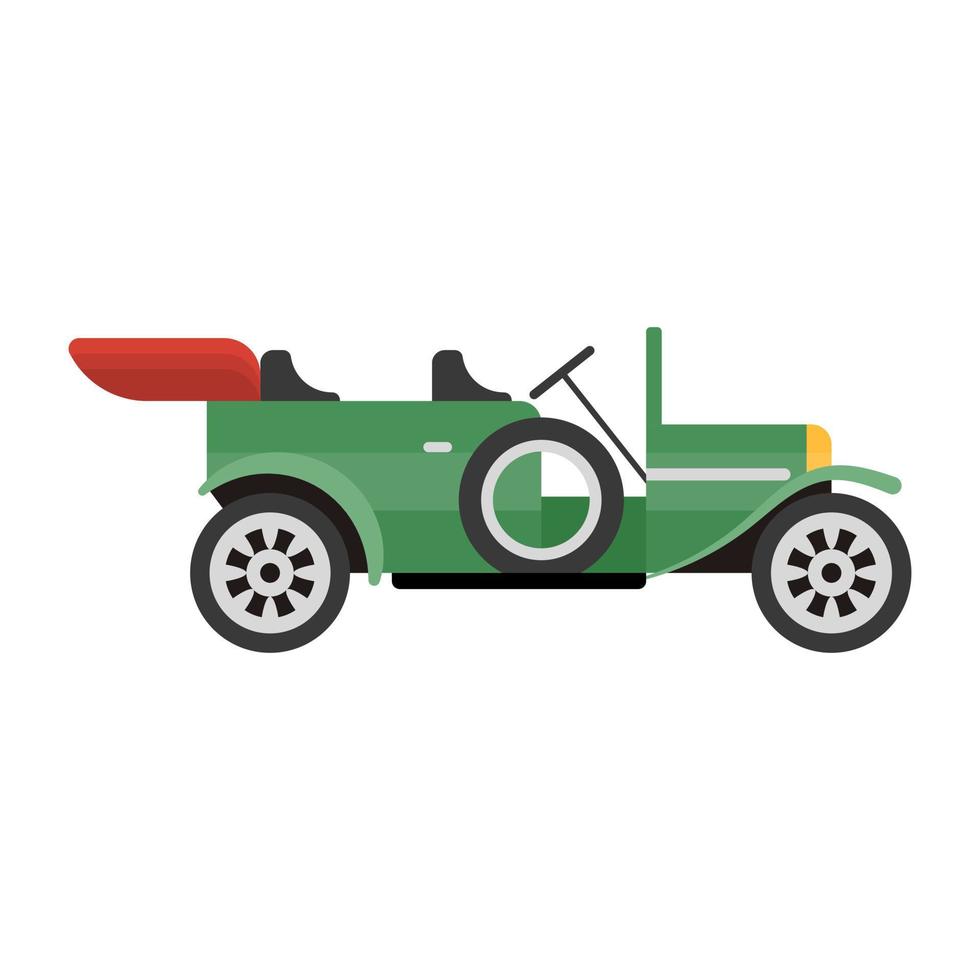 Vintage car icon of flat style, retro transport vector