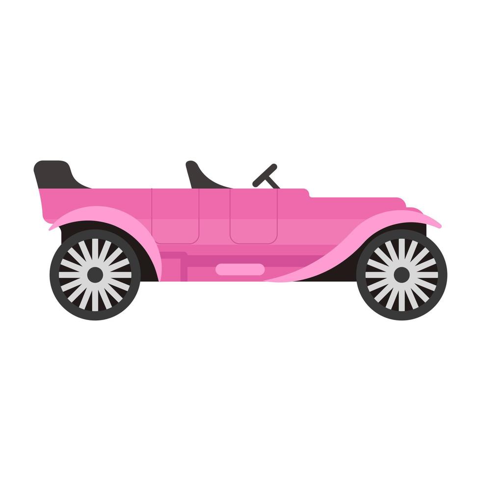 Vintage car icon of flat style, retro transport vector